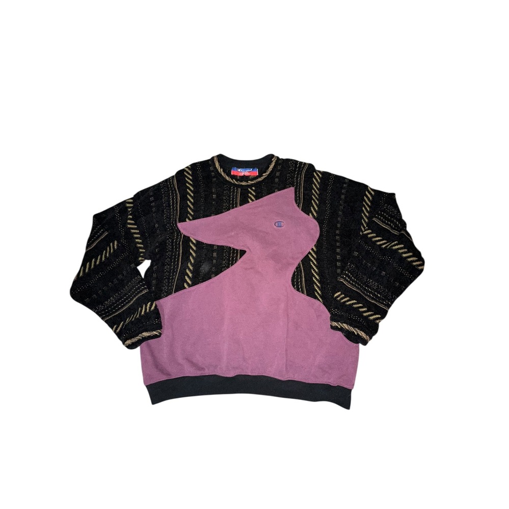 Vintage Champion Sweater XL Abstract Print Crew Neck Geometric Pullover